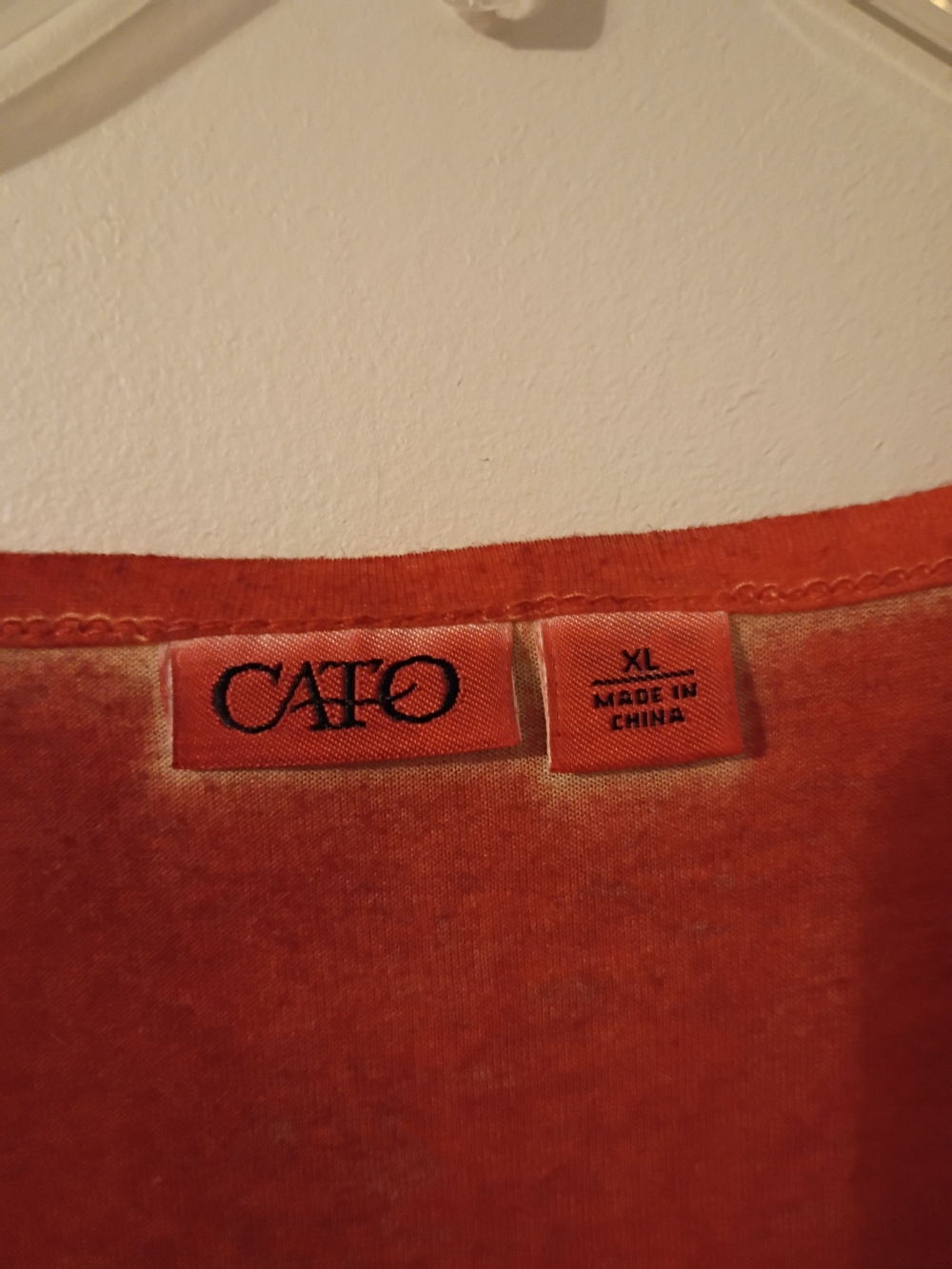 Cato Orange and Cream Floral Ruffle Tiered Blouse - Picture 3 of 3